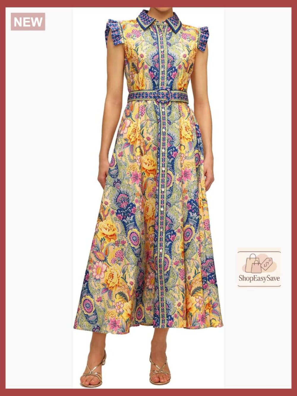 Ruffled Sleeve Floral Wrap Dress Elegant Vintage Chic Button Down Mini